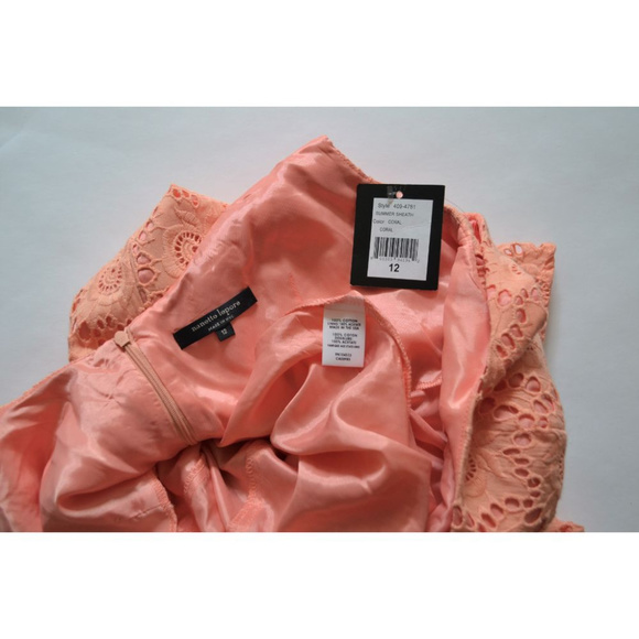 Nanette Lepore Dress A-line Sz 12 Eyelet Coral NWT - Picture 6 of 8